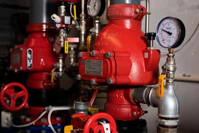 Tørrventil med manometer i en sprinklersentral